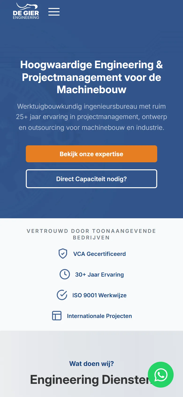 De Gier Engineering on a phone